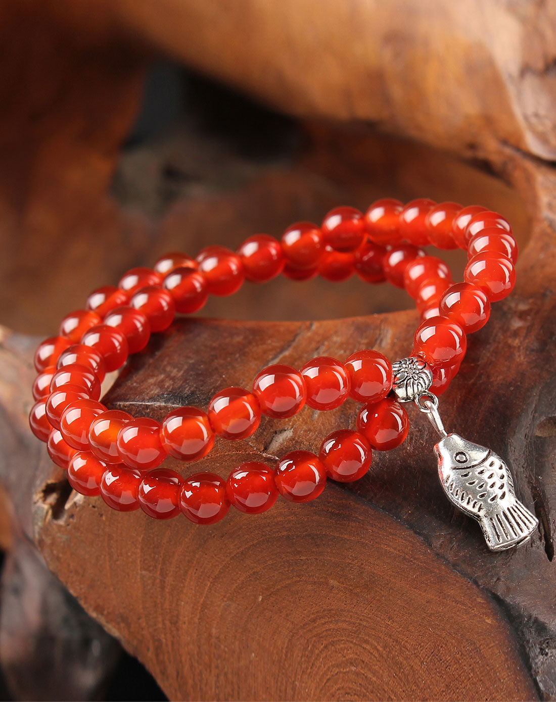 天然红玛瑙手链(小鱼)附证书