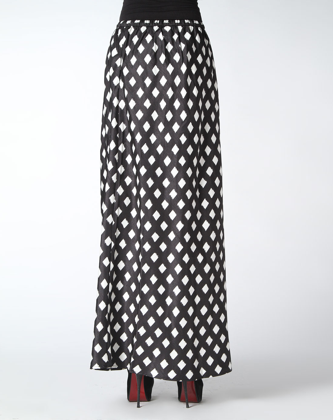 黑白色印花长裙