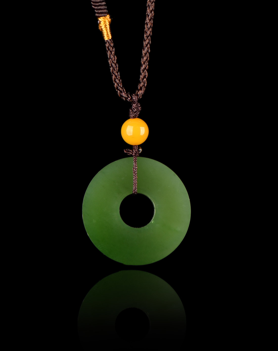 中性绿色和田玉平安扣吊坠平宁(附证书)