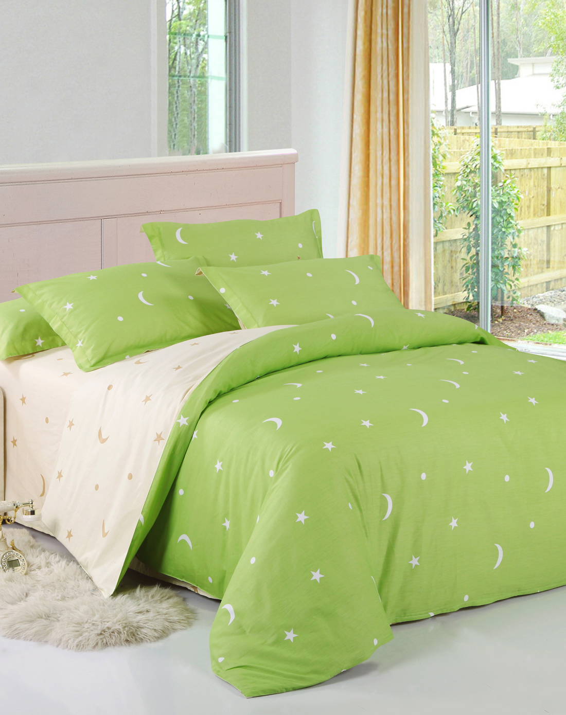 5米全棉四件套-星月神话(绿)