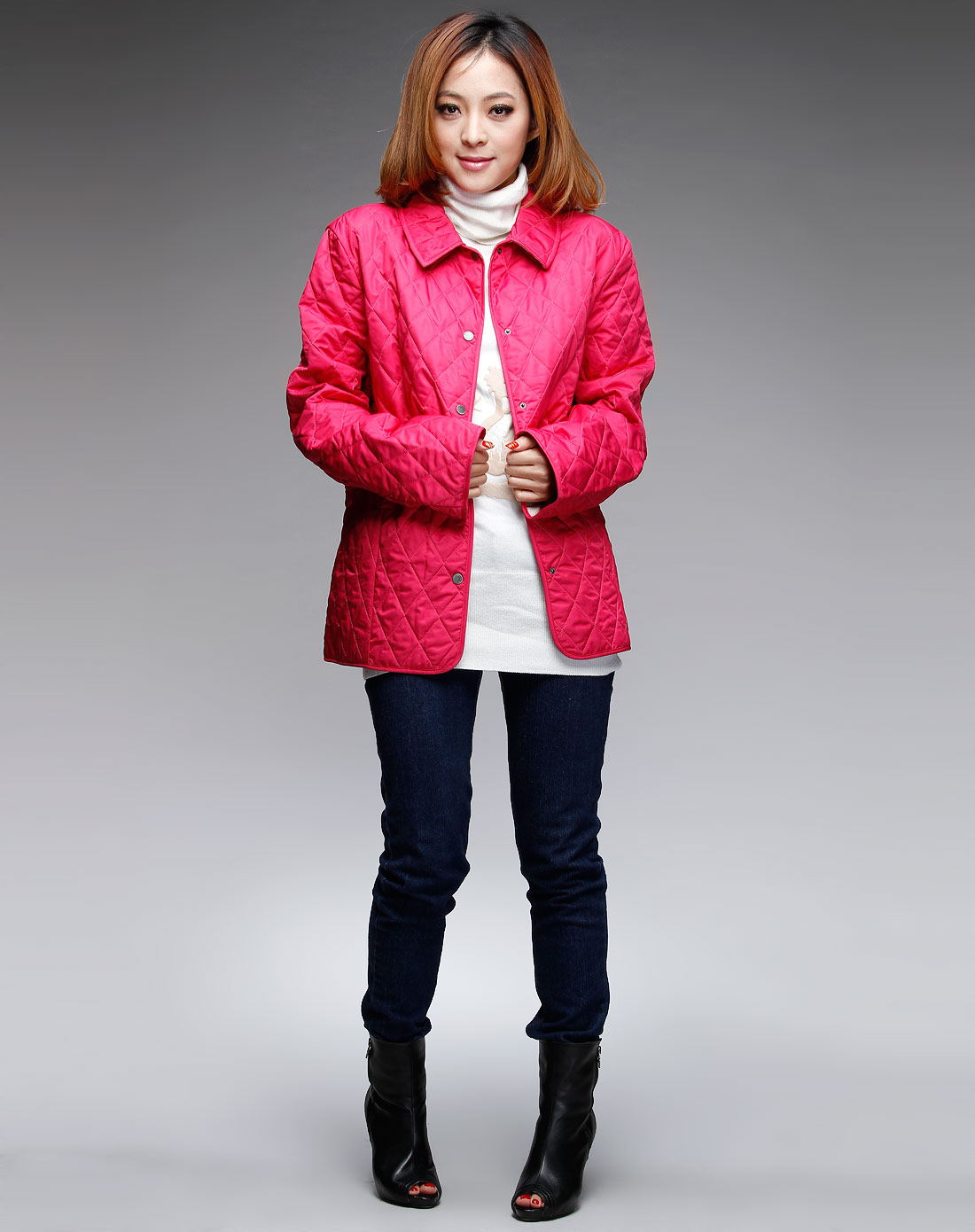 burberry 女款深桃红色车线长袖外套