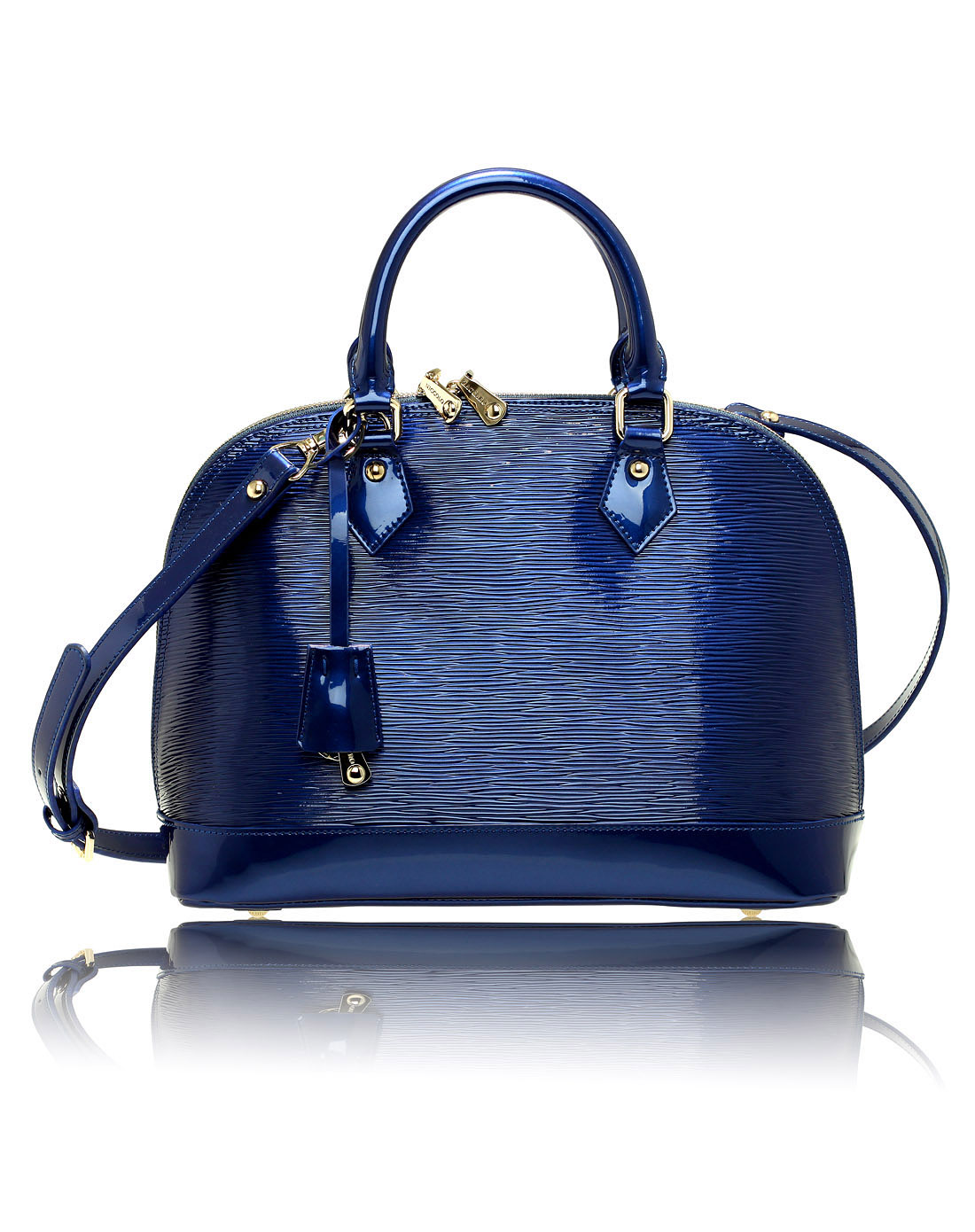 &niccolo包包专场 > 2012/13专柜同步款高档水波纹牛皮贝壳包蓝色