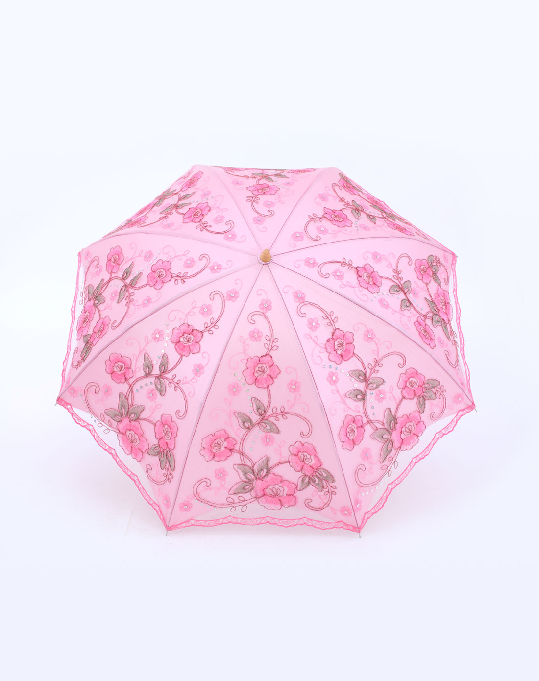 粉色二折灵韵花香双层刺绣伞