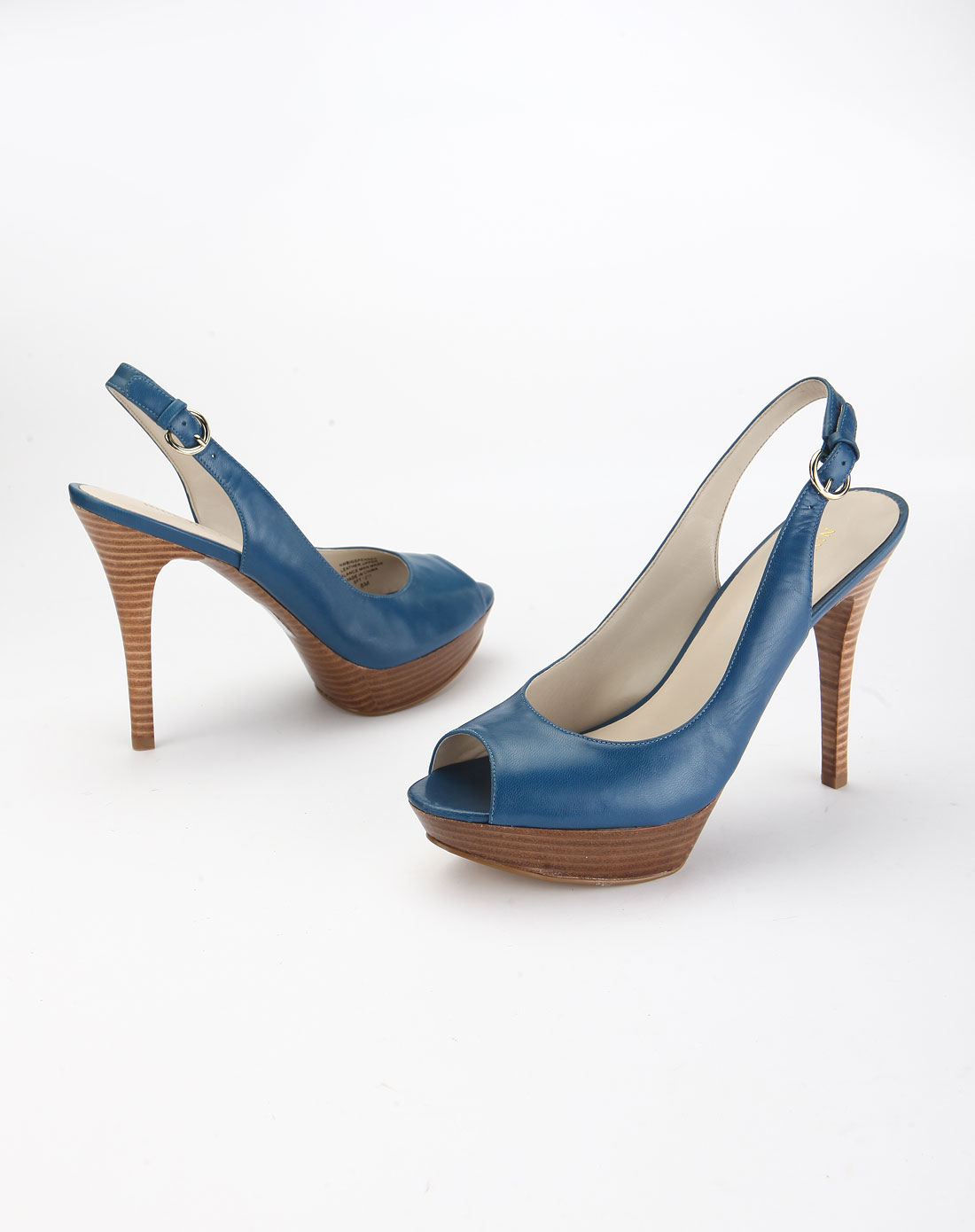 玖熙nine west 蓝色鱼嘴高跟鞋