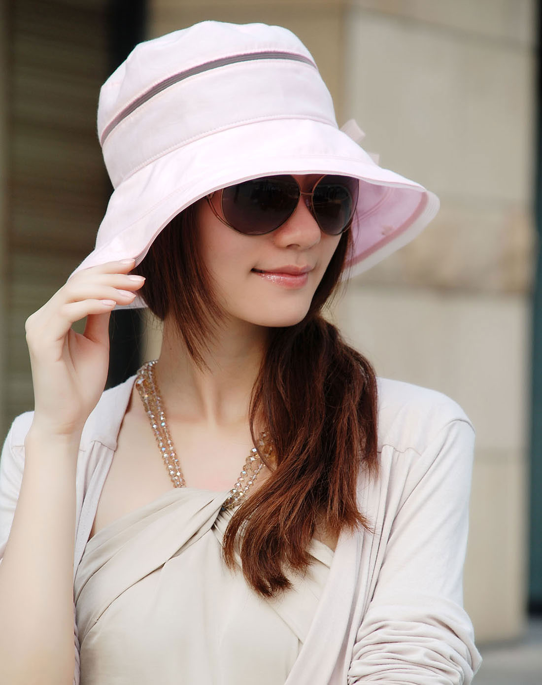 shes 红色宽檐花朵浪漫沙滩帽