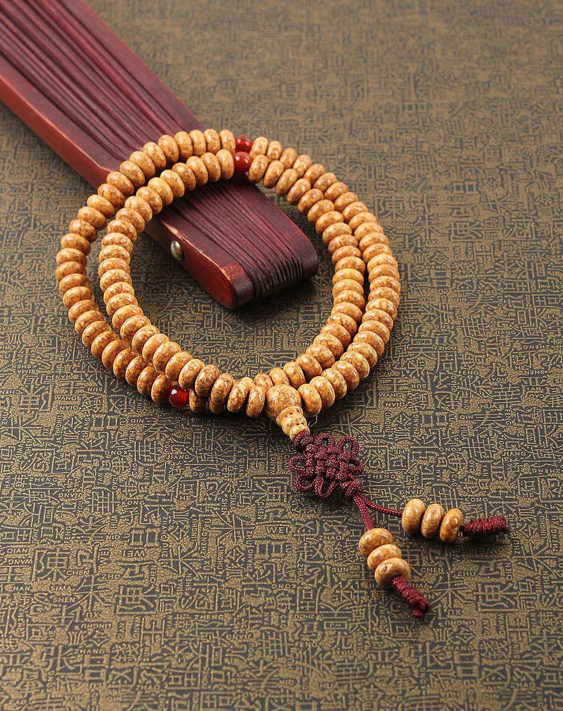 中性 天然龙珠菩提扁圆珠108颗佛珠