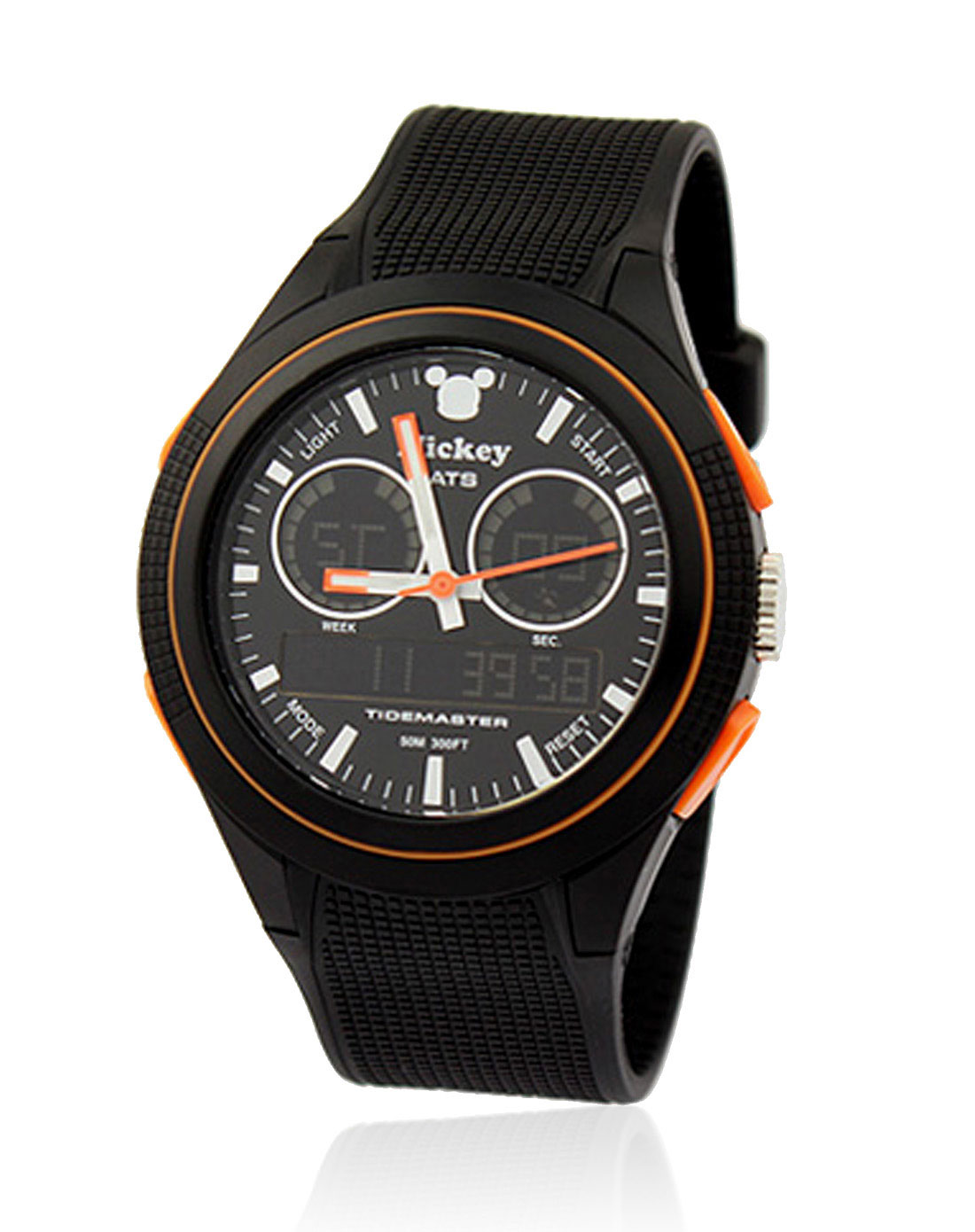 disney cuties 男款橙/黑色多功能双用石英电子表