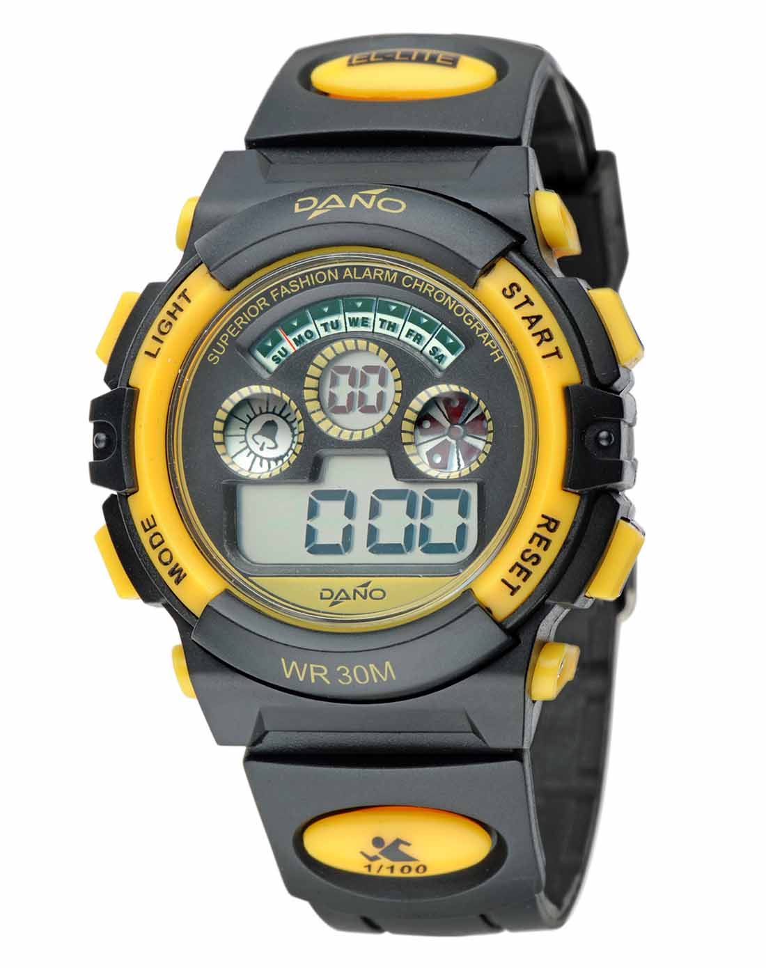 达诺dano手表专场 > 男款黑/黄色时尚电子表