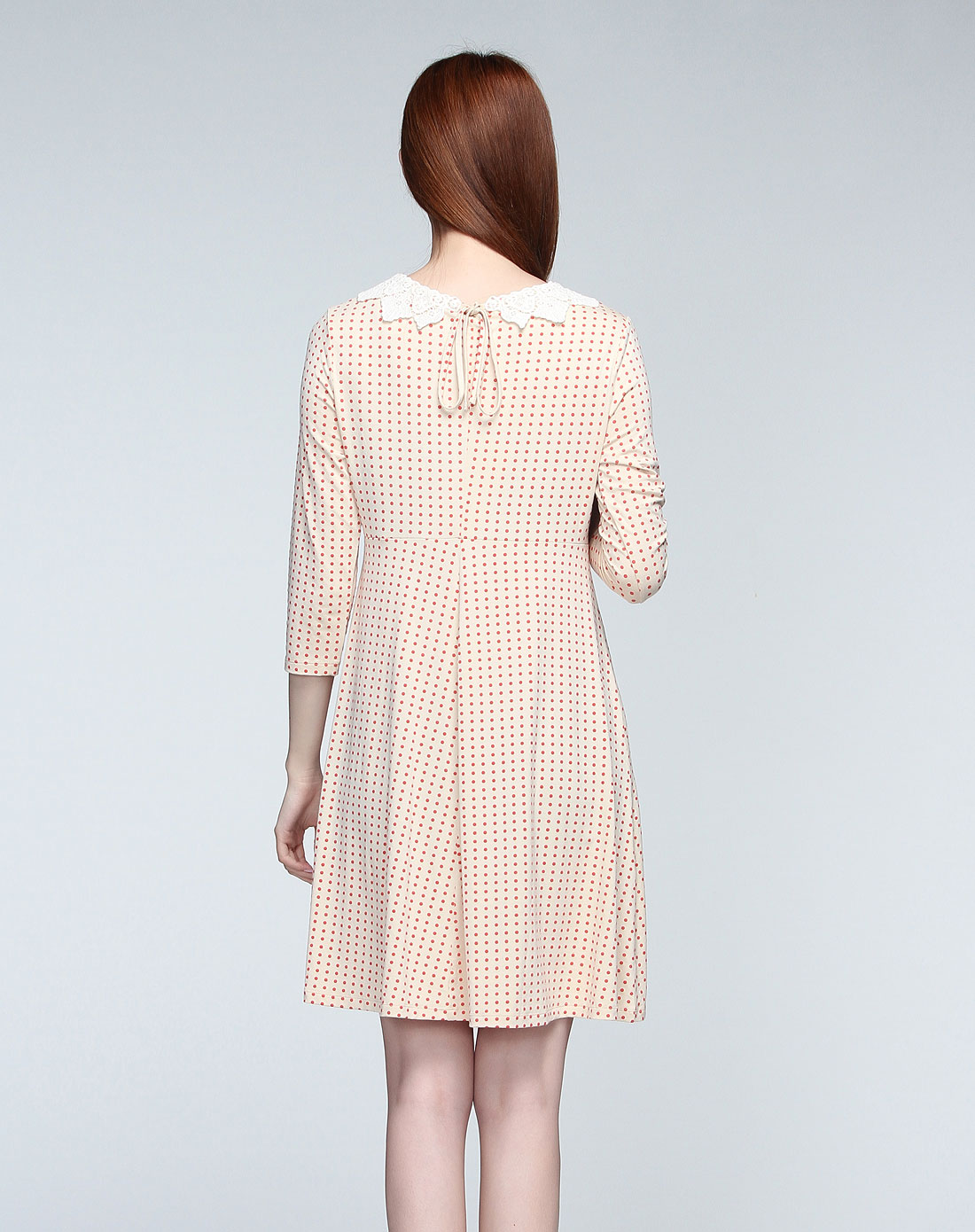 播broadcast深米色红点领口蕾丝中袖连衣裙bdf1ly0072r03_唯品会