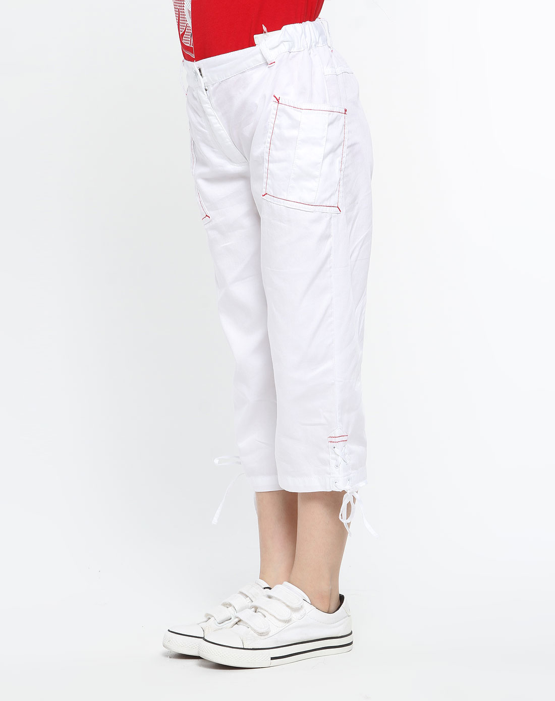 女童白色简约休闲七分裤