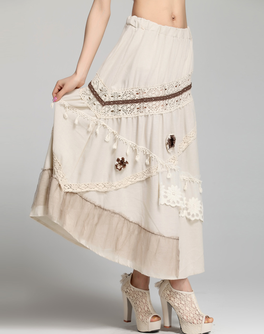 [ 思蓓儿 ] 米色棉麻半身裙