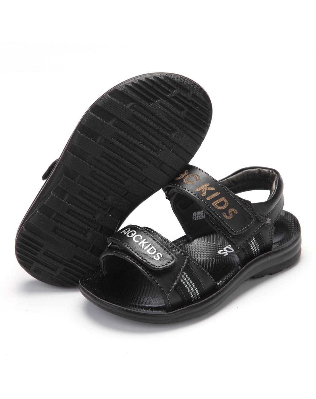 男小童黑色皮凉鞋