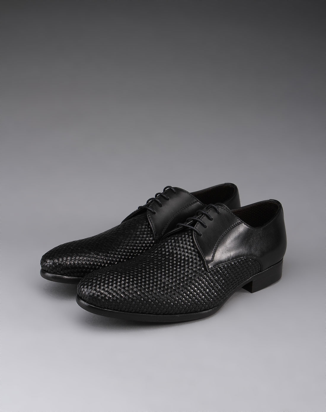 lottusse 男款精美编织拼料皮鞋黑色