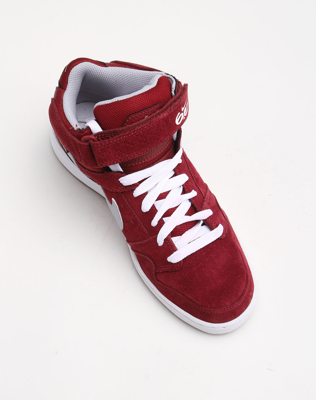 男款植绒魔术贴个性暗红色滑板运动鞋