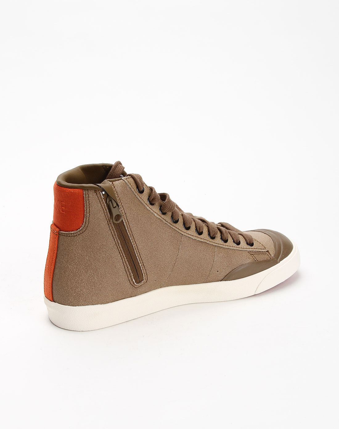 男款深卡其色高帮拉链休闲鞋