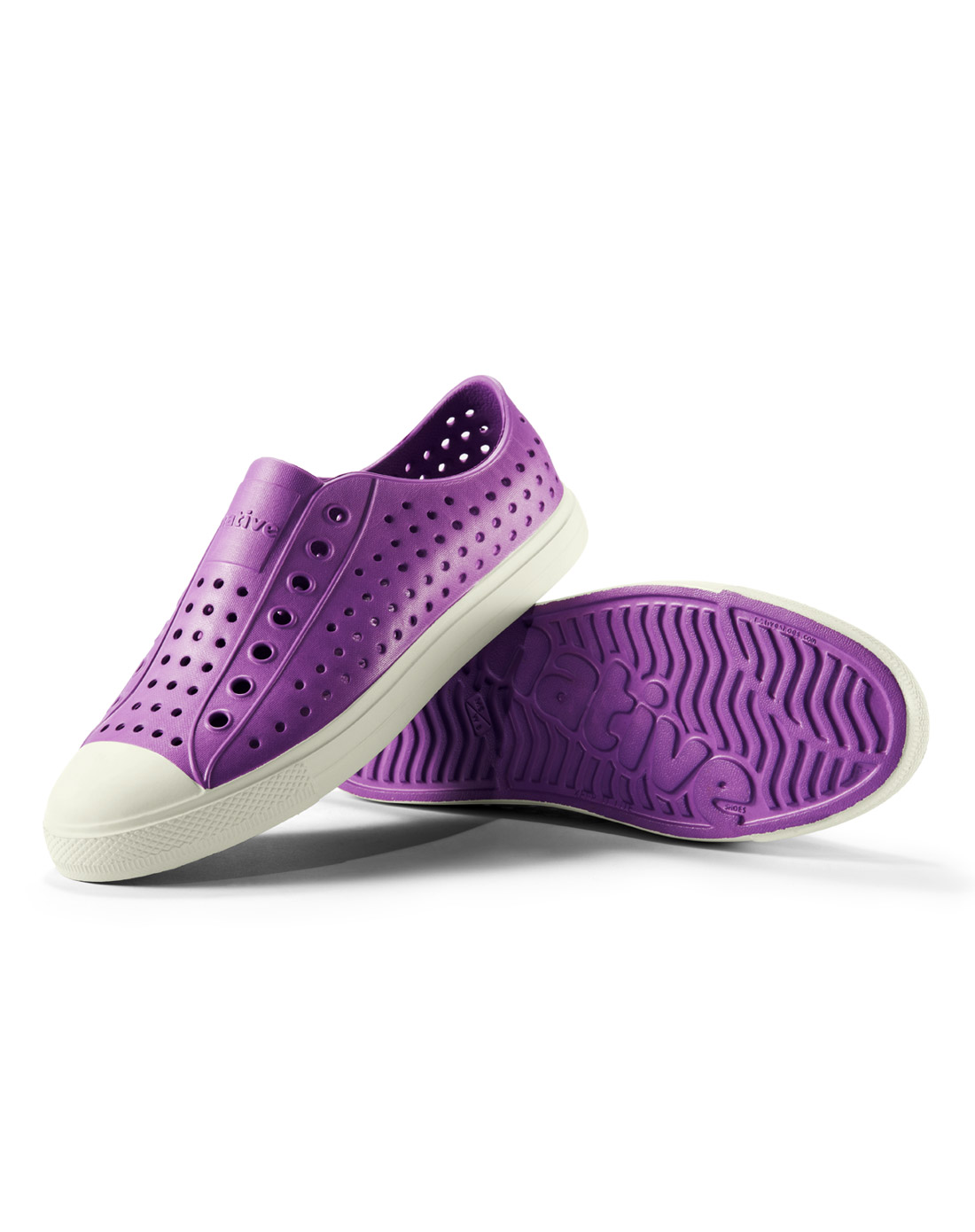 国际品牌native shoes jefferson紫色/米黄情侣洞洞鞋平底凉鞋沙滩鞋