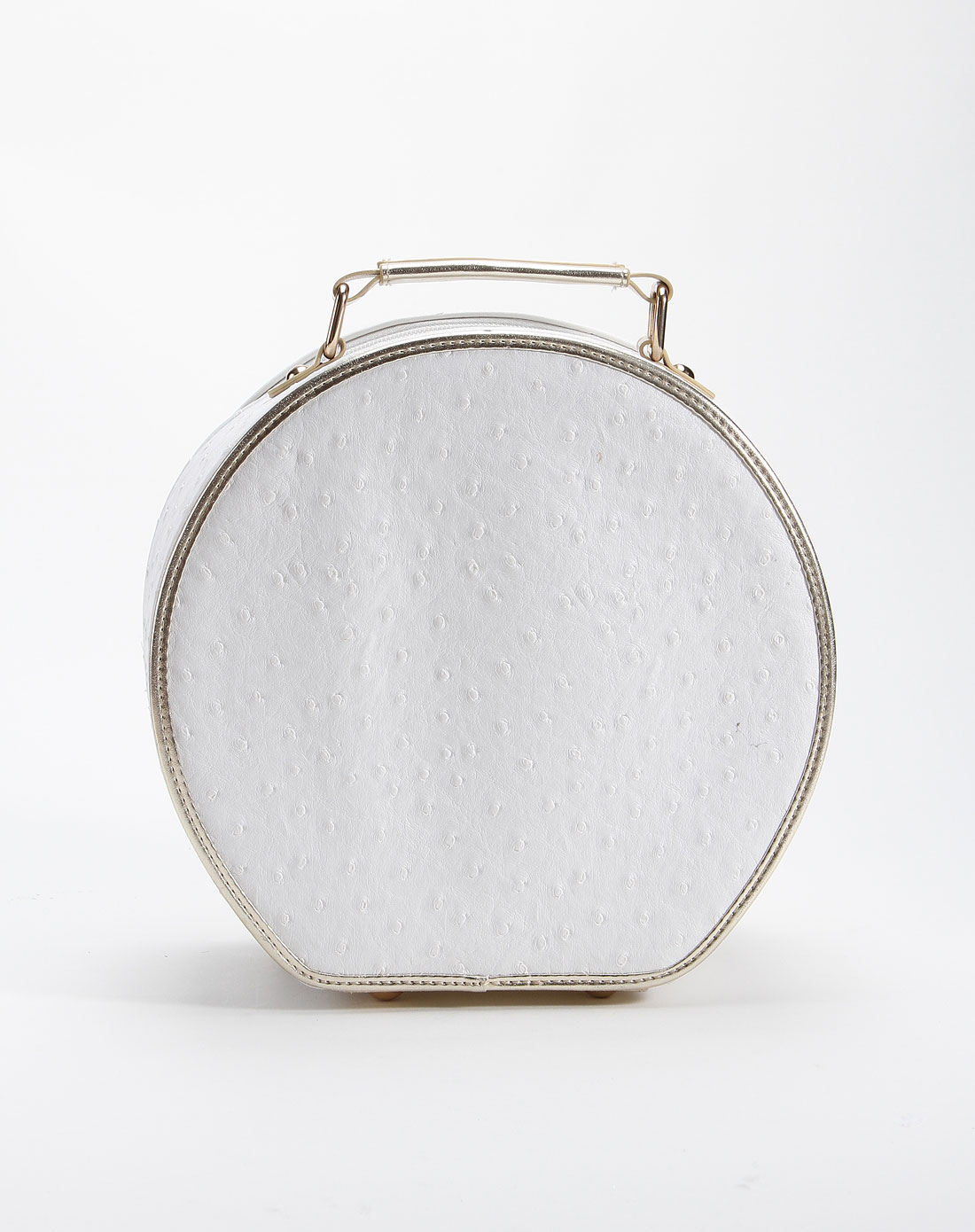 白色时尚圆筒形手提化妆包