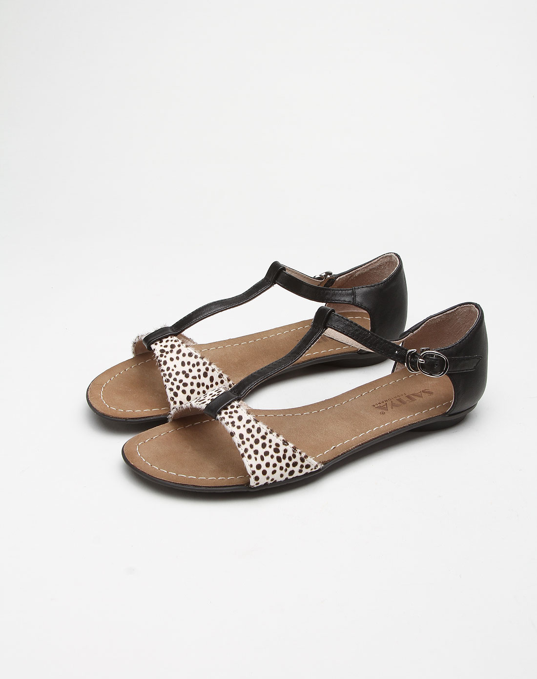 黑色时尚休闲斑点纹低跟凉鞋