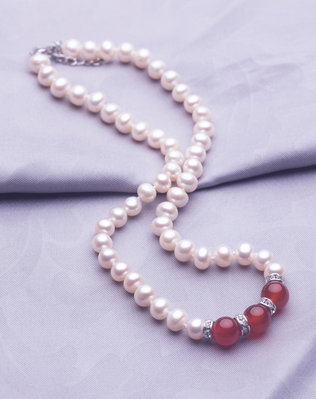 3a级天然淡水珍珠配红玛瑙项链