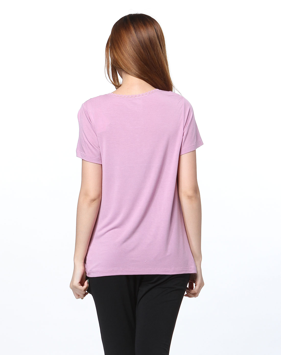 女款清新灰粉色短袖上衣