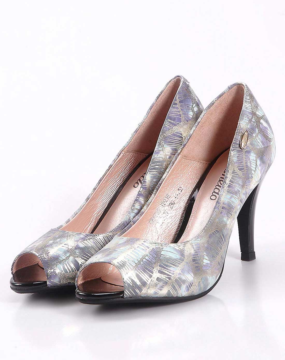 卡美多cameido女鞋专场 > 女款蓝色牛皮高跟鱼嘴鞋