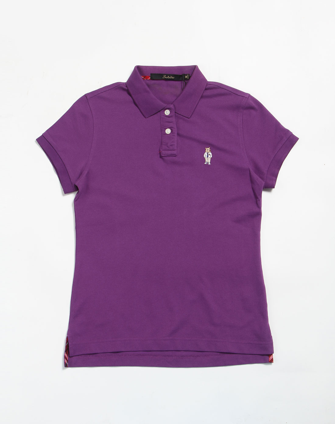 紫色翻领简约短袖t恤