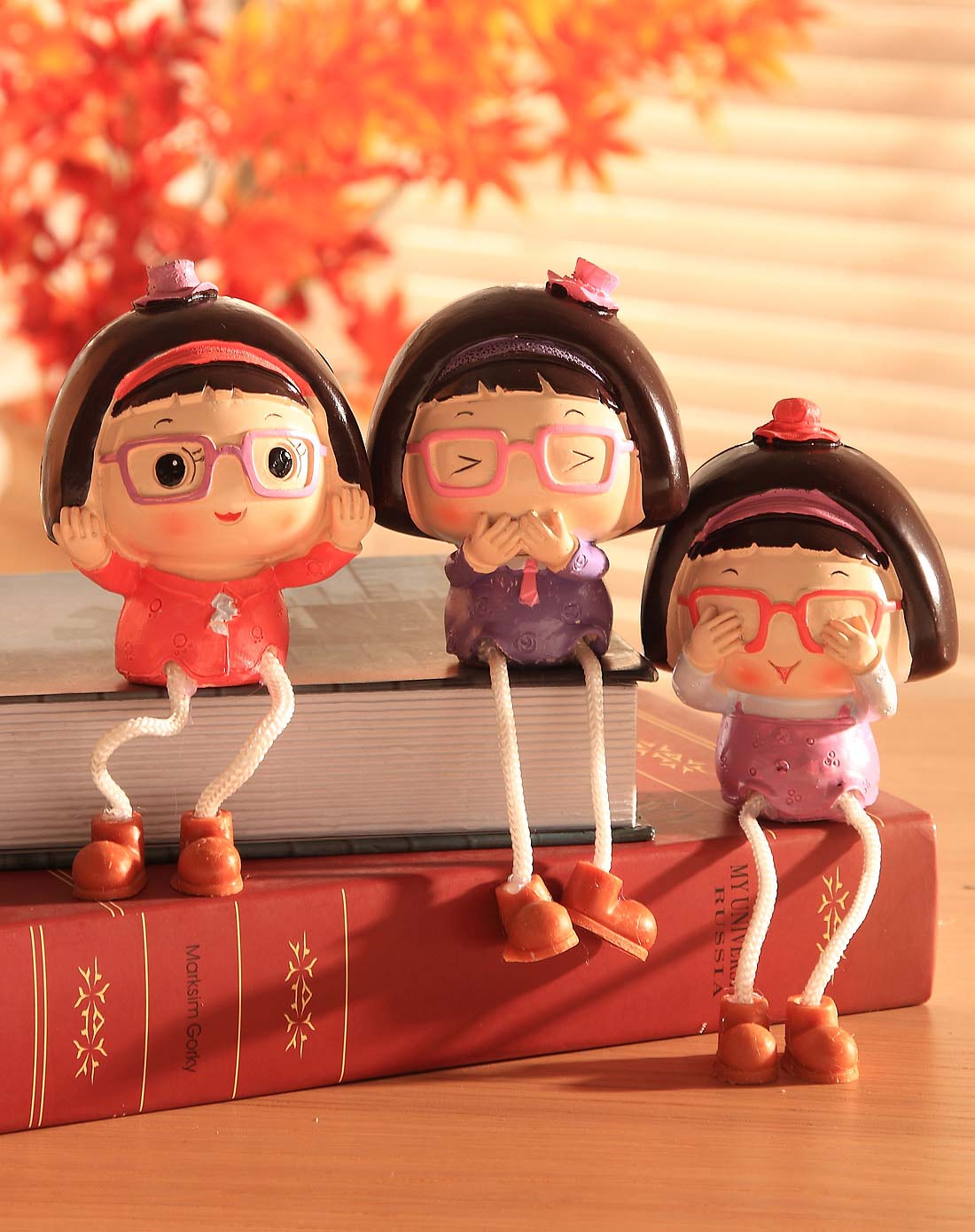 卡通树脂工艺摆件吊脚娃娃-小丸子(不听,不看,不语)