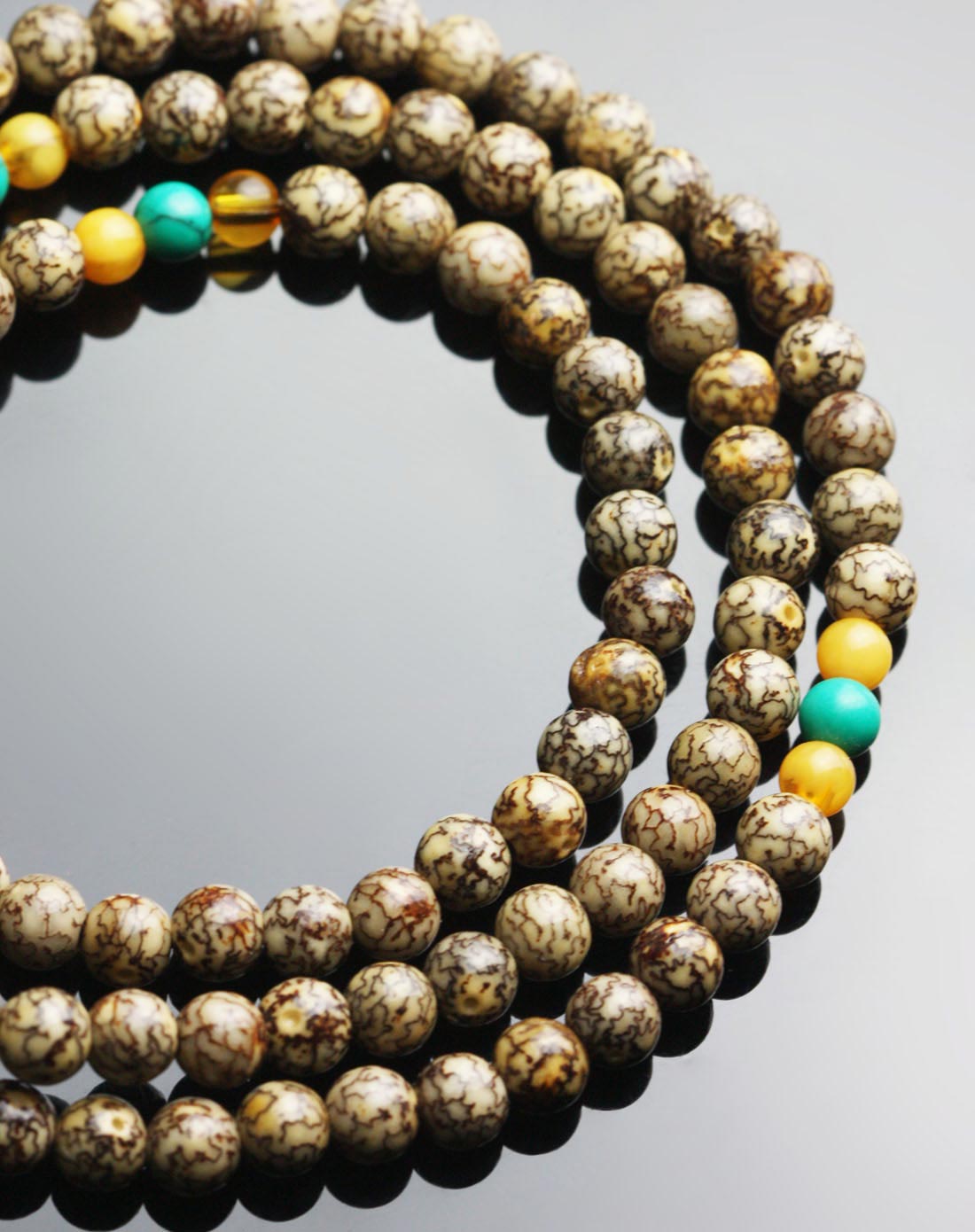 银色菩提子108佛珠小银线