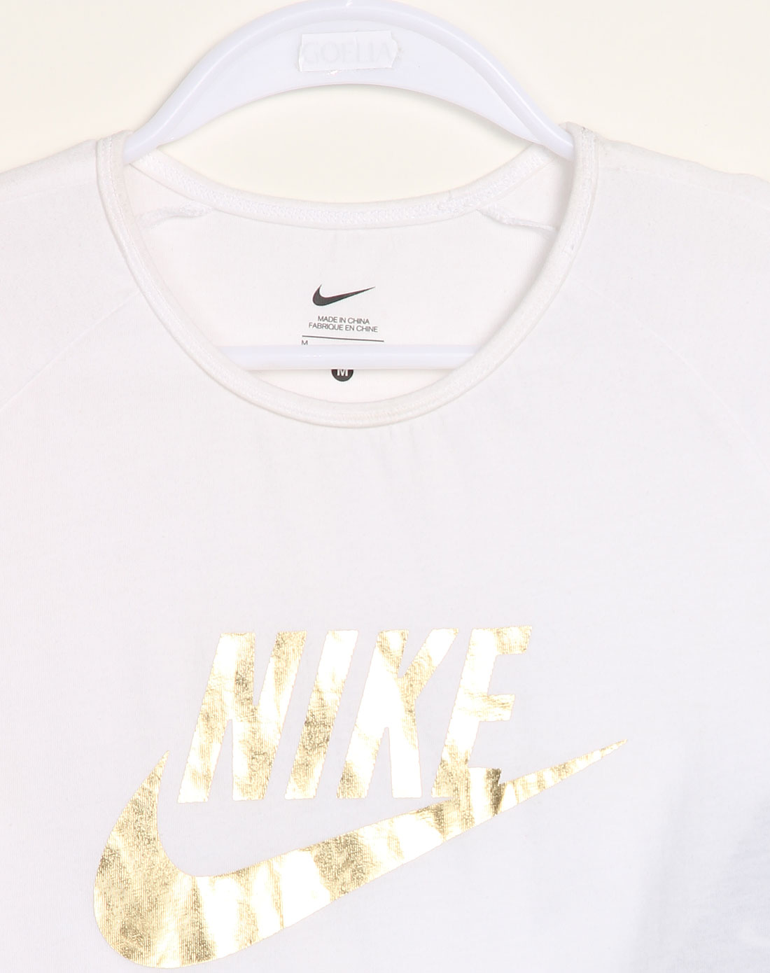 > 耐克nike 女童白底金色nike标志印图短袖t恤