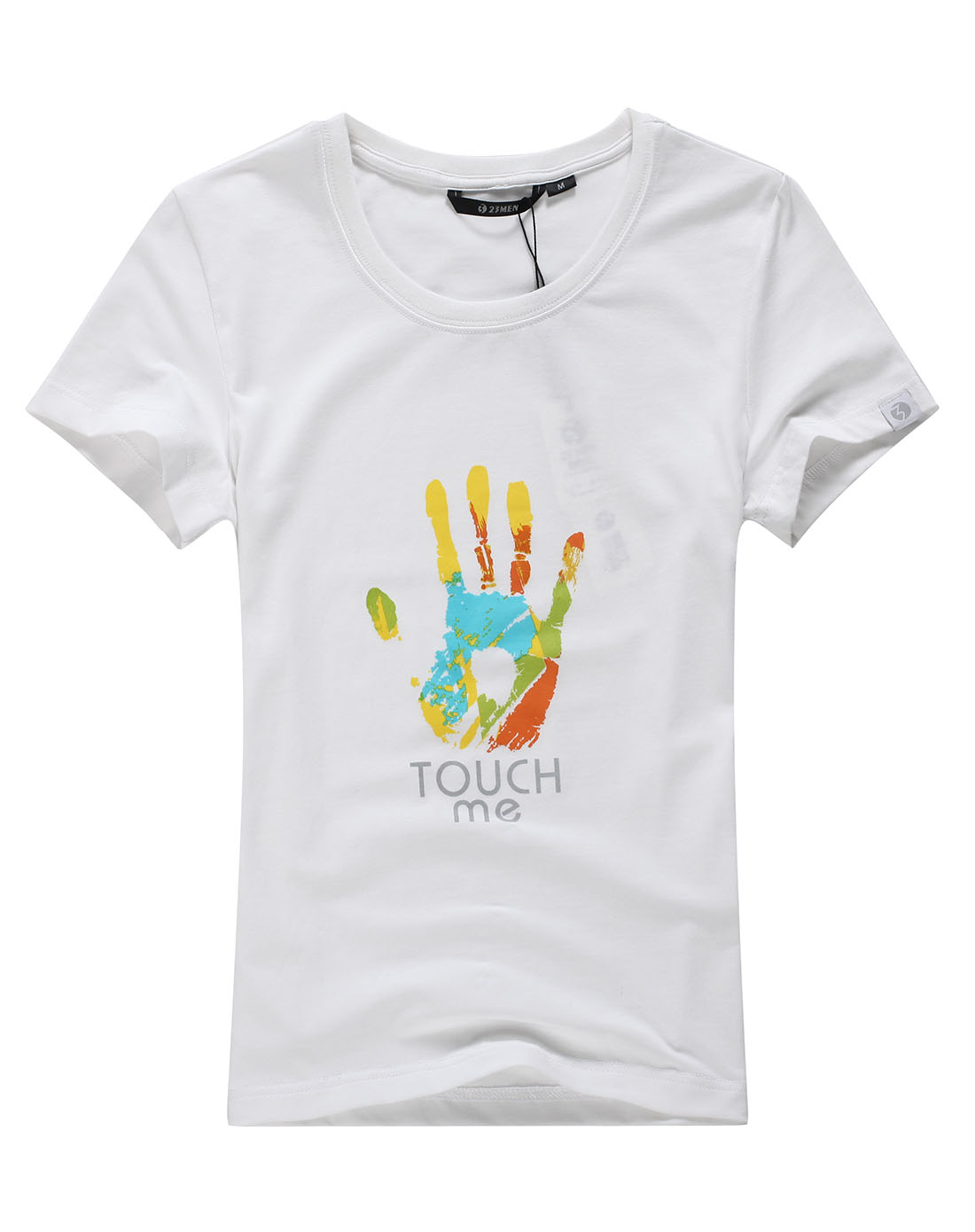 爱杉士23men男女士女款白色圆领时尚手掌印花短袖t恤nluts002wtg_唯品