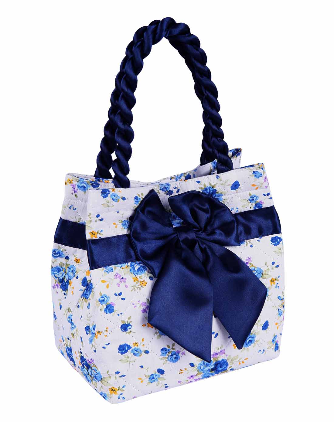 女款蓝色小碎花山花浪漫小提包