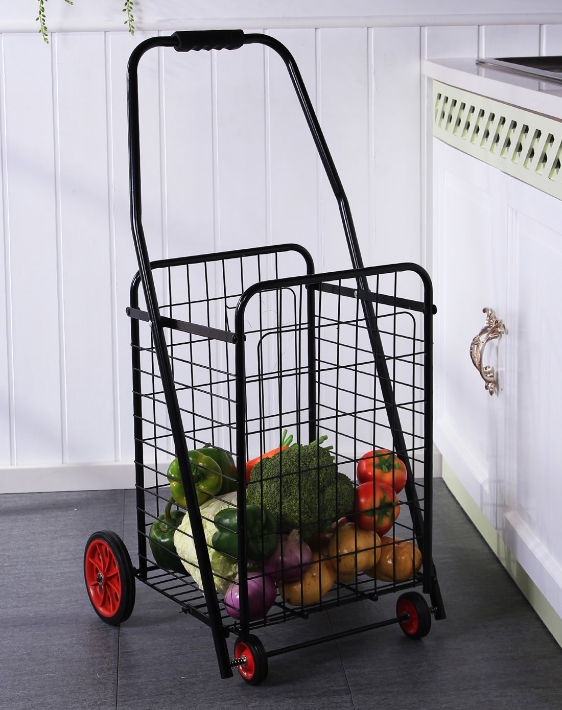 黑色大号四轮购物车 手拉车