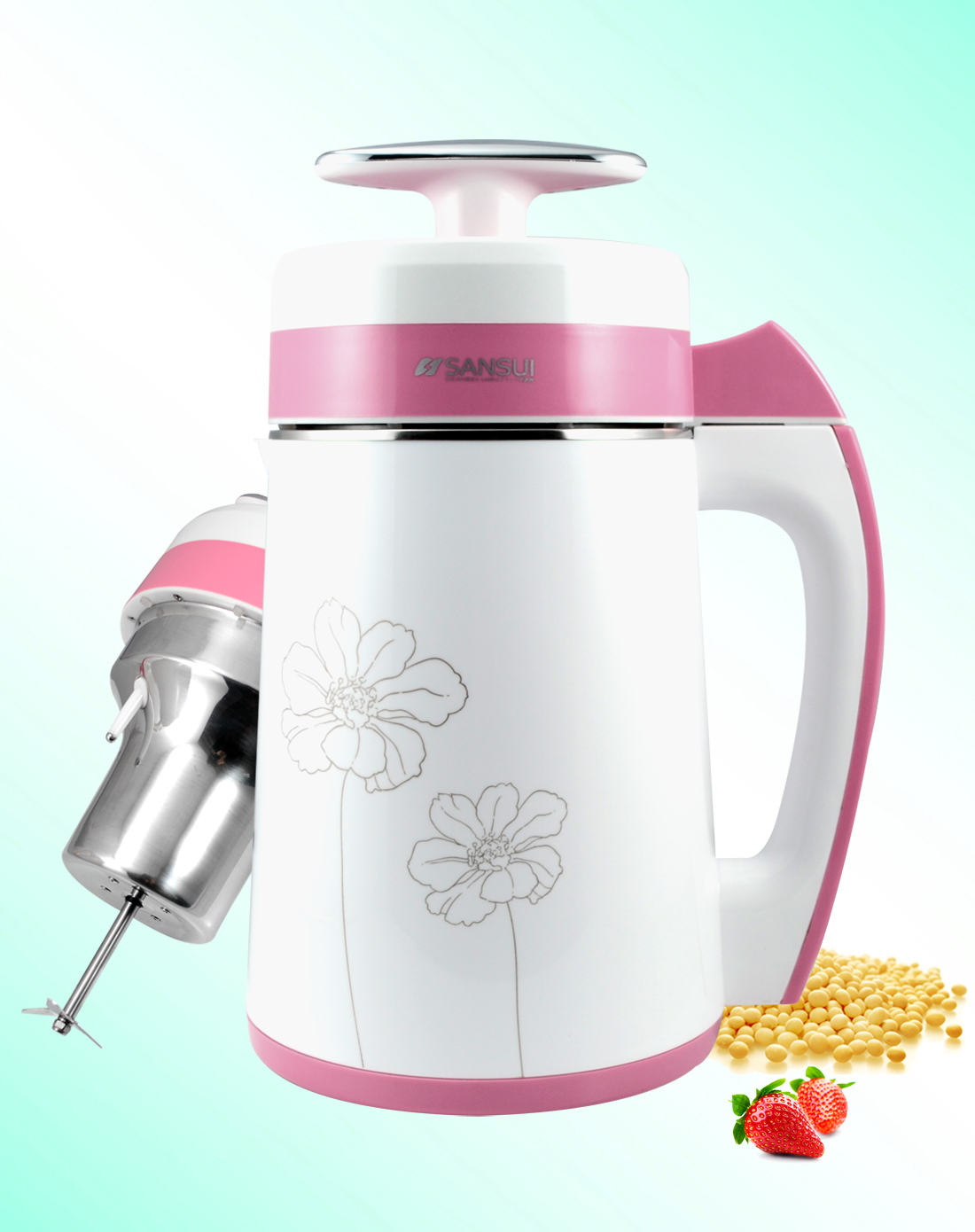 山水飞燕柄304全钢底部加热浓香豆浆机