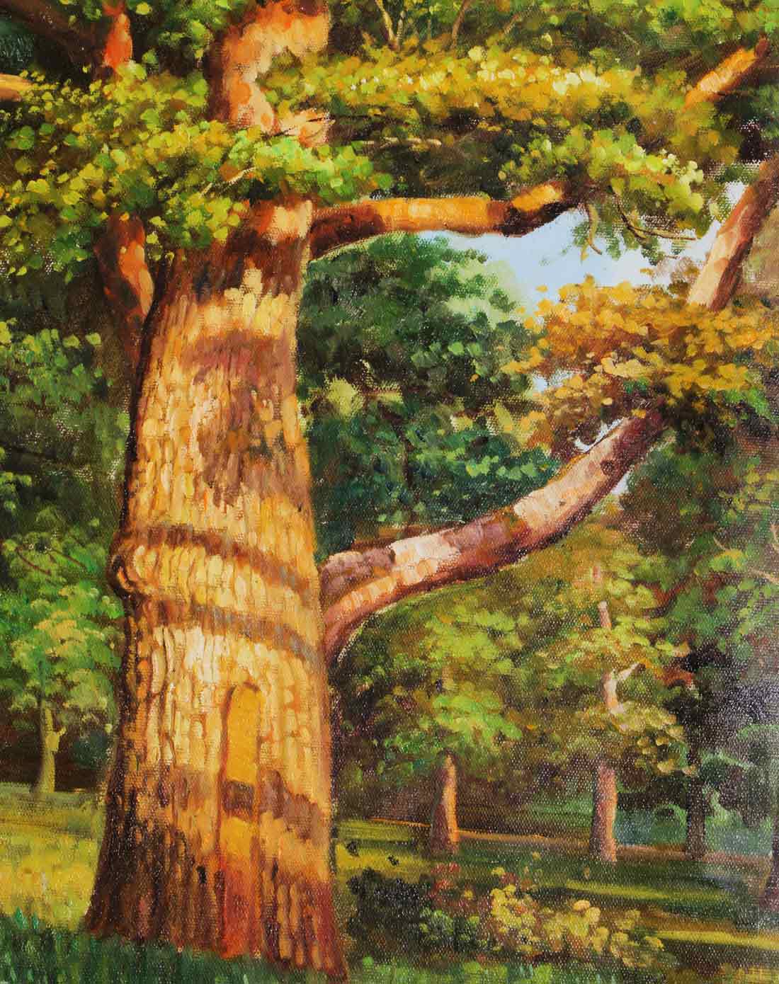 纯手绘油画画芯-希施金·橡树