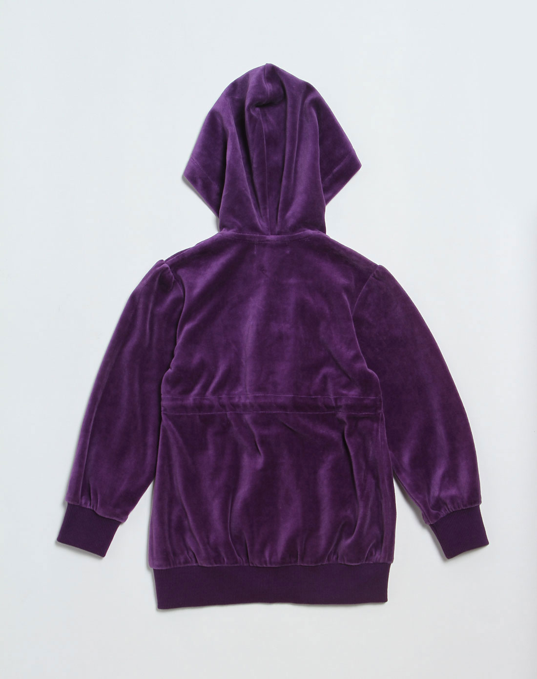 女童深紫色长版长袖针织外套