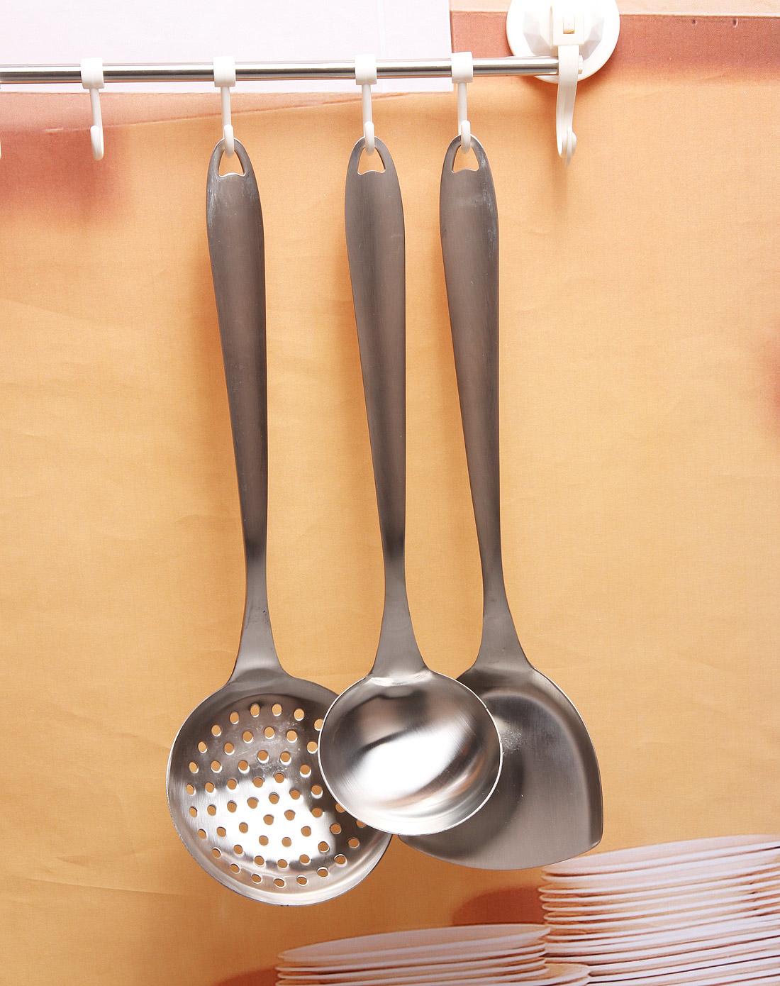 银色优质砂光不锈钢炊具三件套