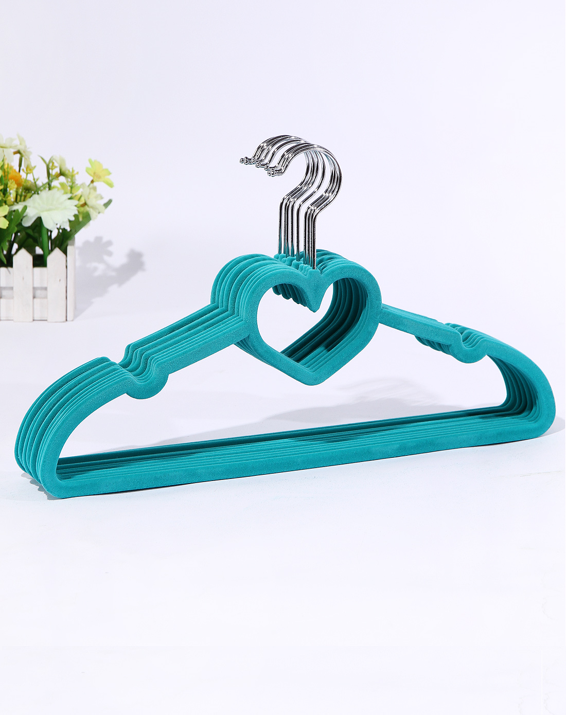 [ h&3 ] 深青色爱心植绒衣架10入