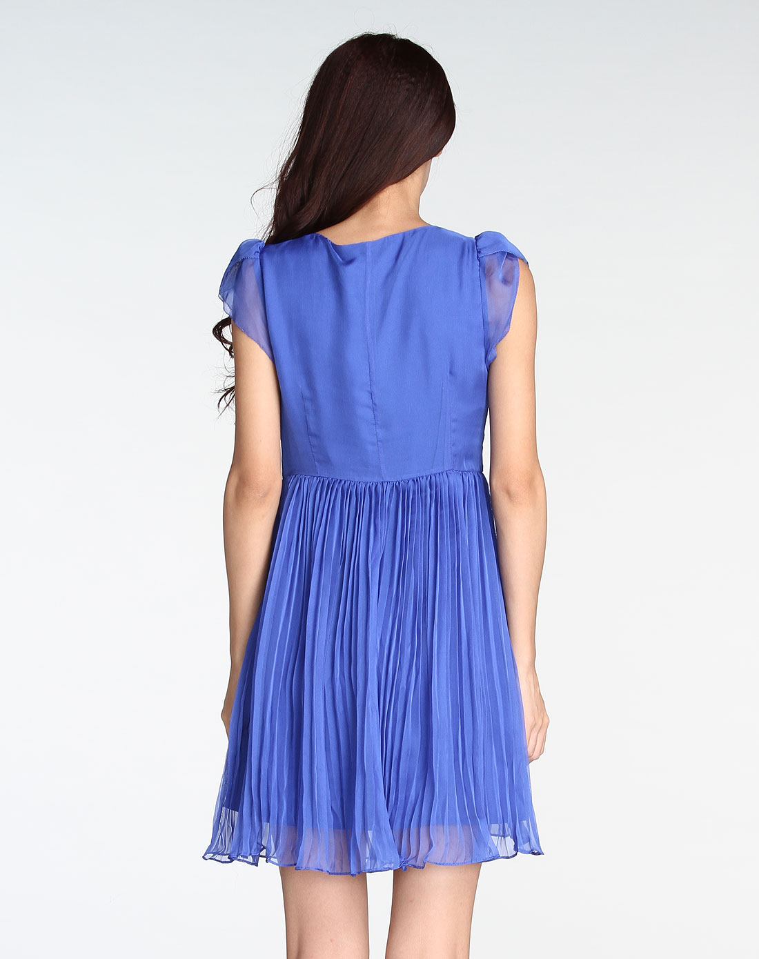 雅维维avivi女装专场 > 蓝色淑女优雅短袖连衣裙