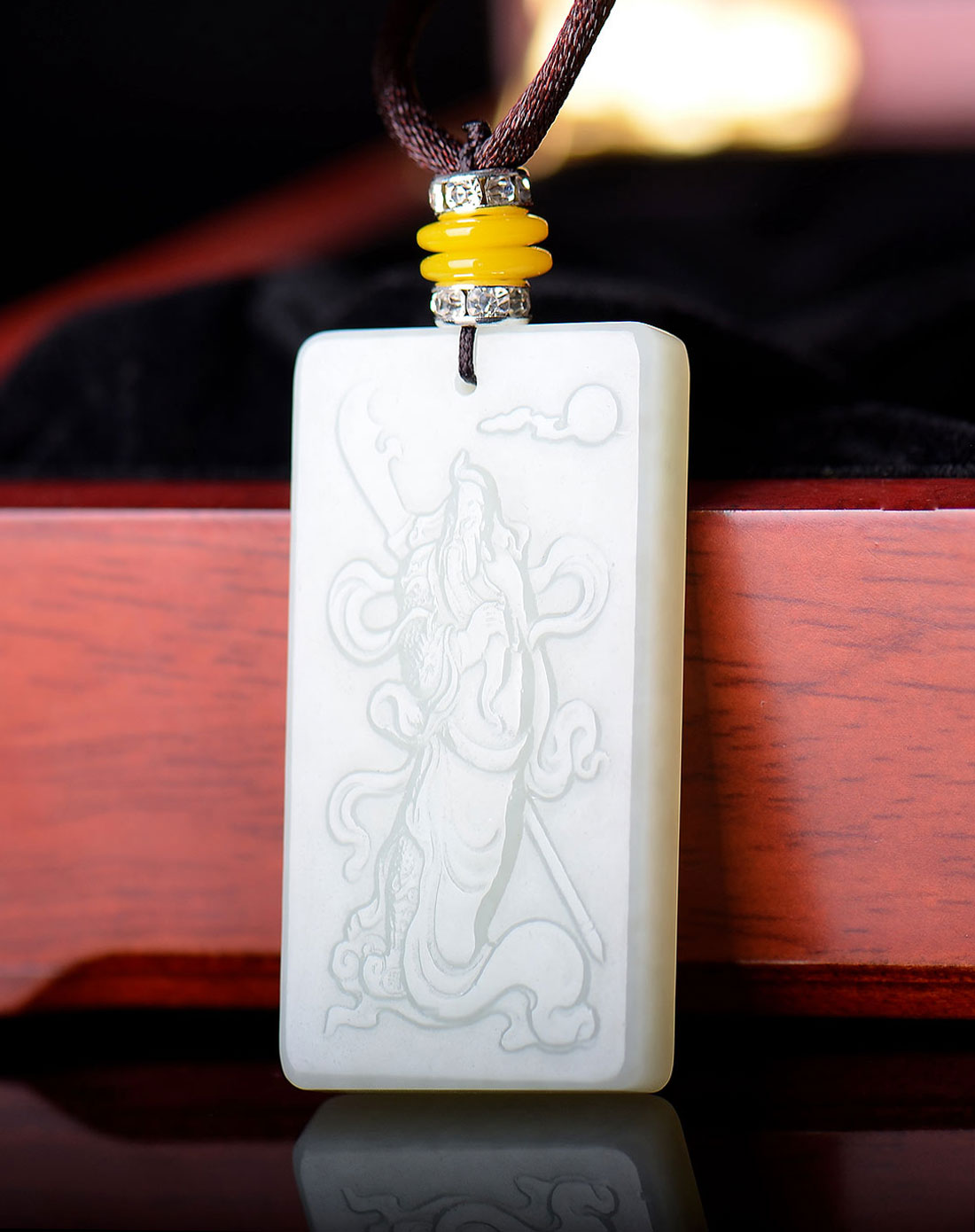 白玉关公玉牌 吉瑞守财