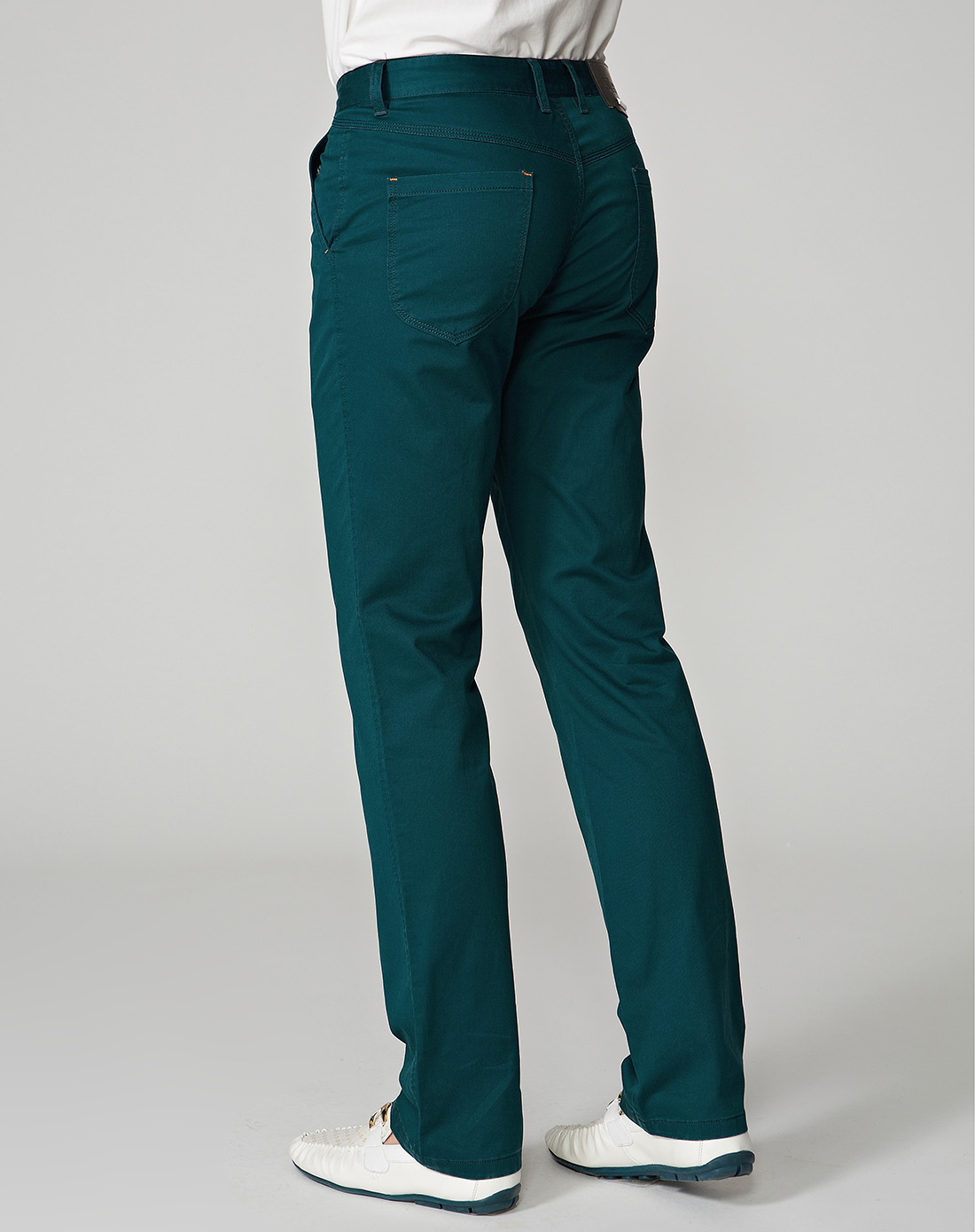 > 蓝绿色商务休闲裤长裤