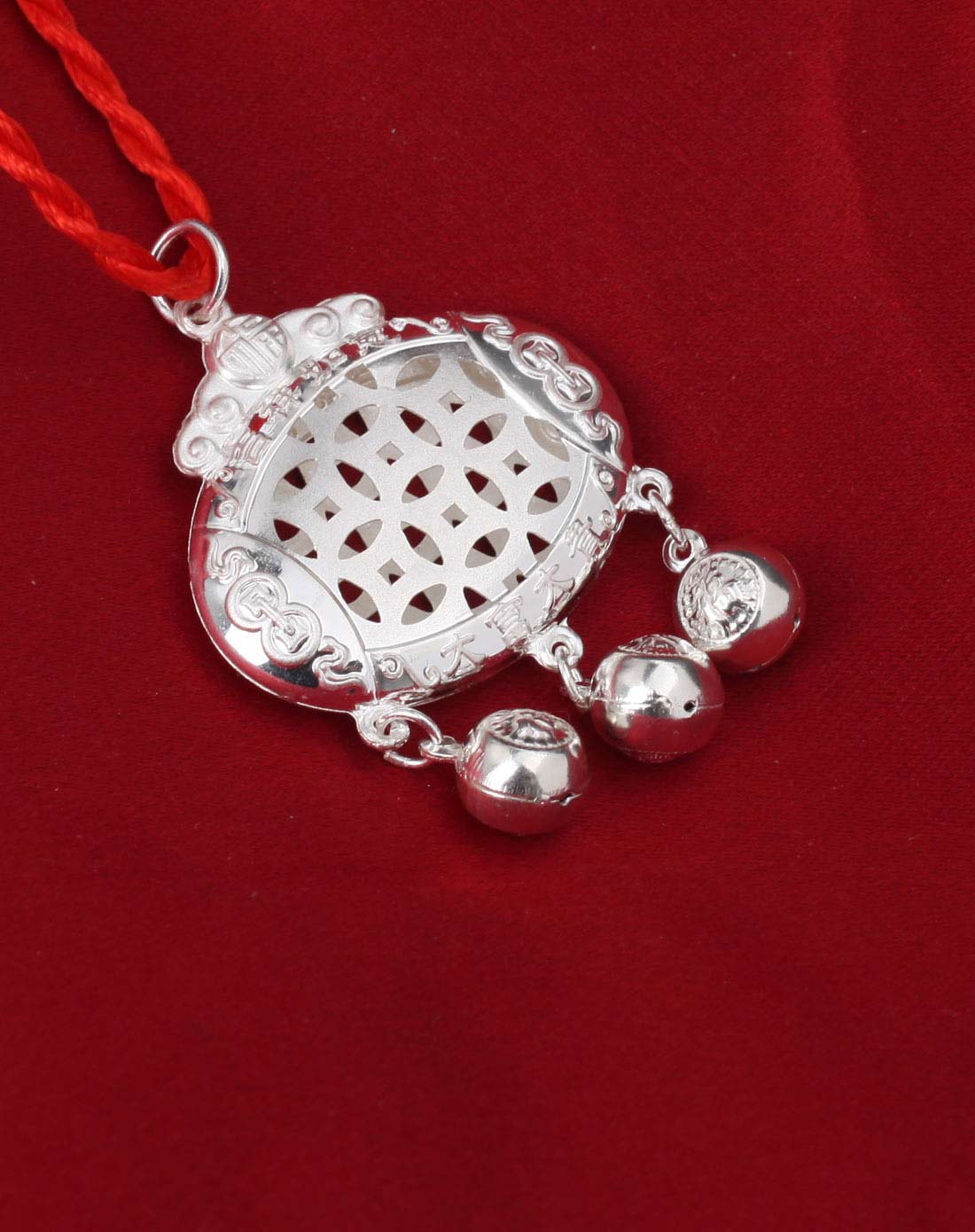 [ 翠润福缘 ] 990足银吉祥如意镂空铜钱锁(赠红绳)