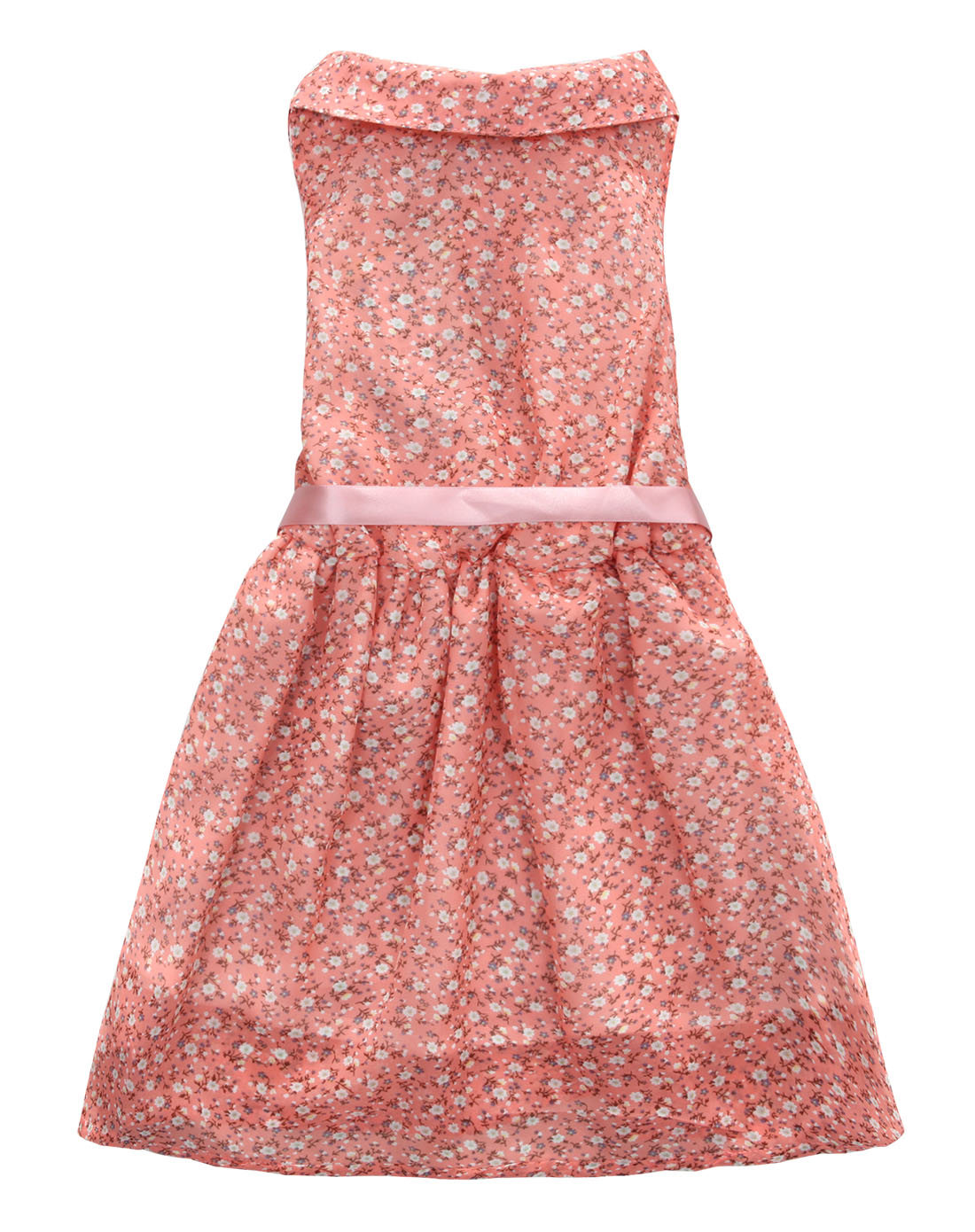 女童粉色碎花雪纺连衣裙