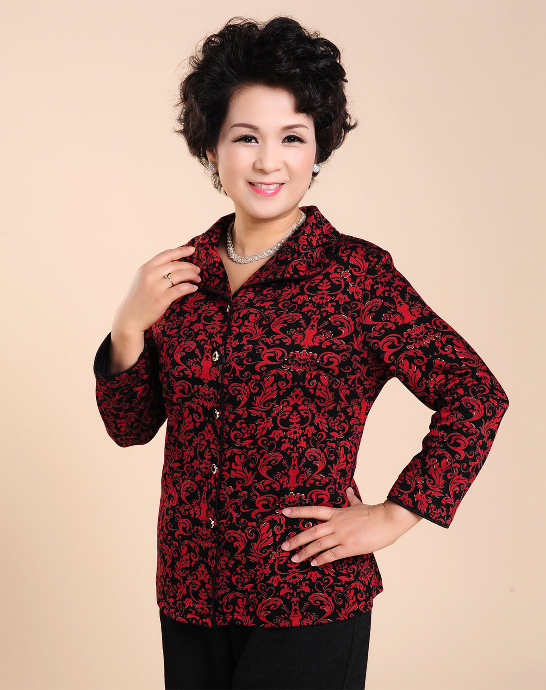 台格红色柳条花上衣2tb38c05810_唯品会