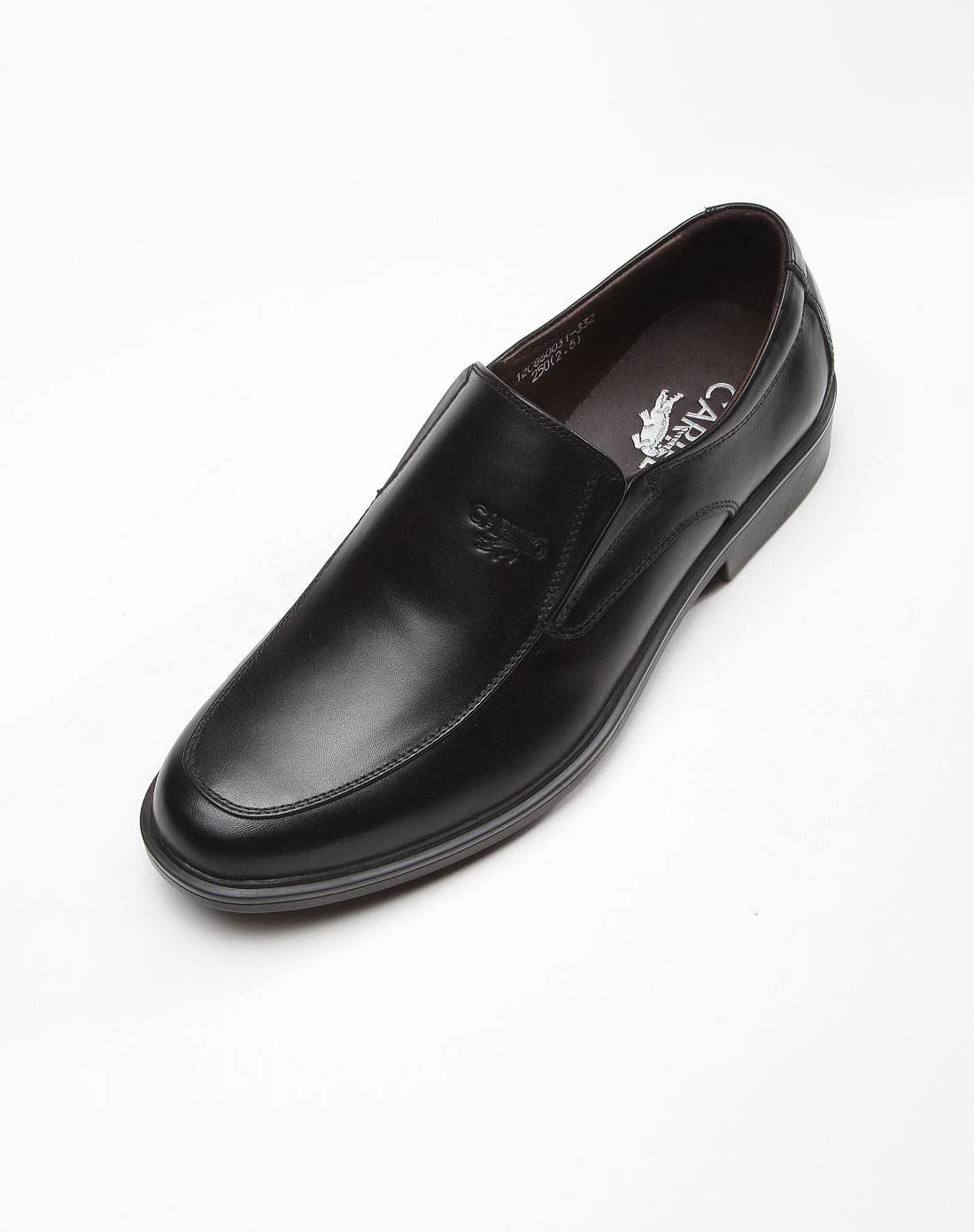 黑色logo压纹简约皮鞋