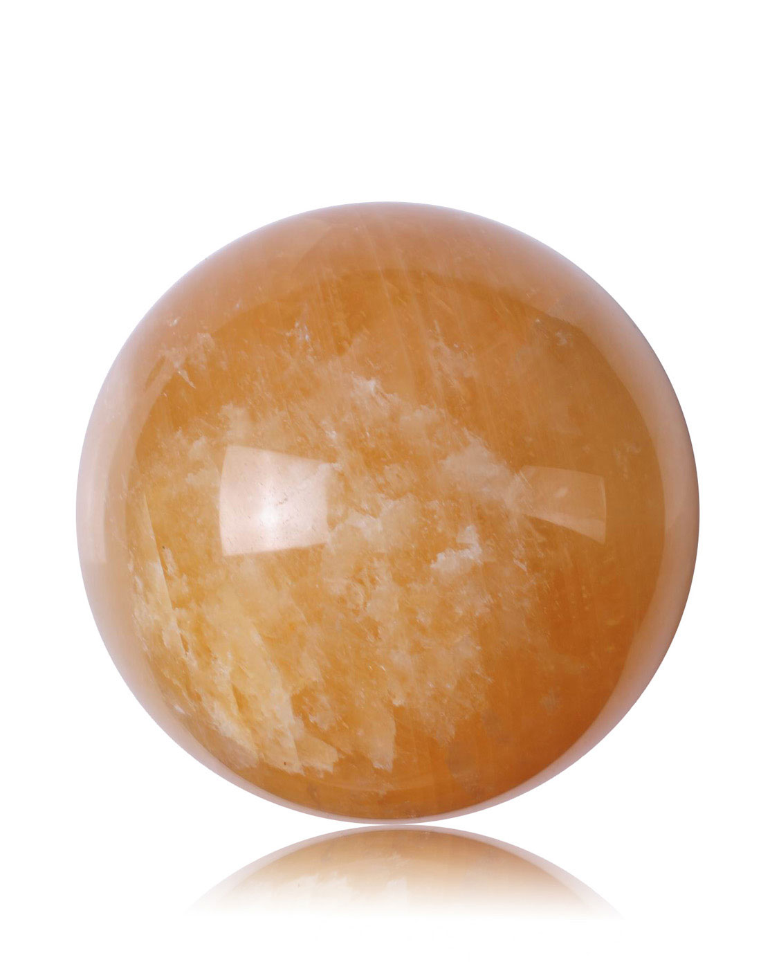 > 中性招财转运圆球方解石摆件(附证书)