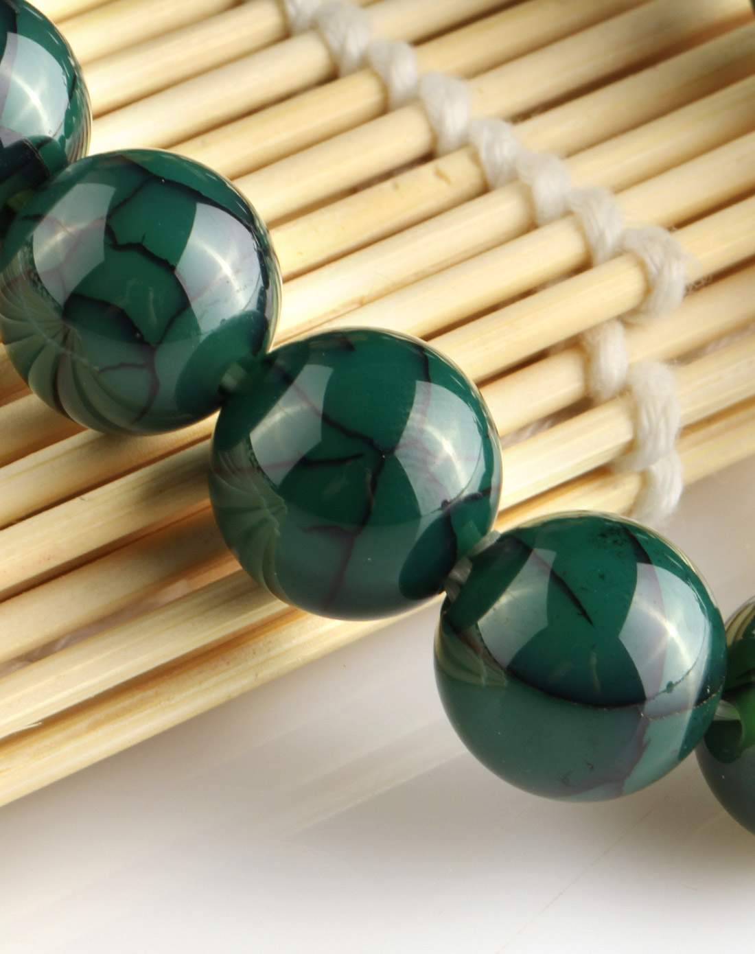 中性天然玛瑙绿龙纹手串 附证书